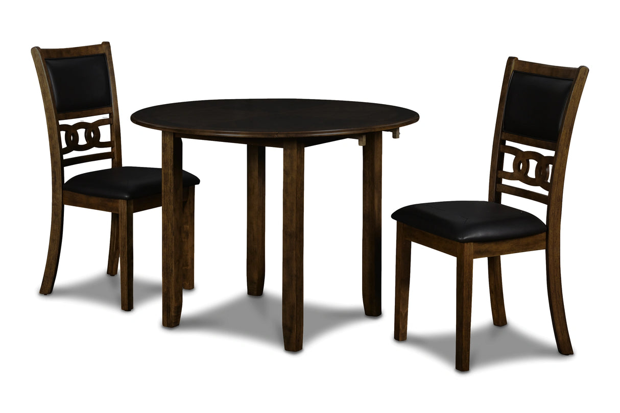 GIA 42" DINING DROP LEAF TABLE W/2 CHAIRS-BROWN