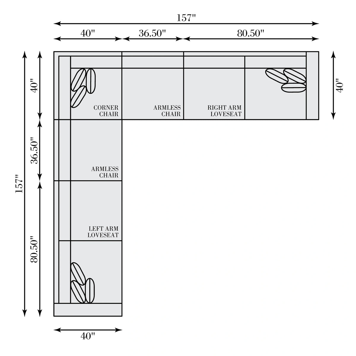 Helena Fabric Sectional Metal Foot