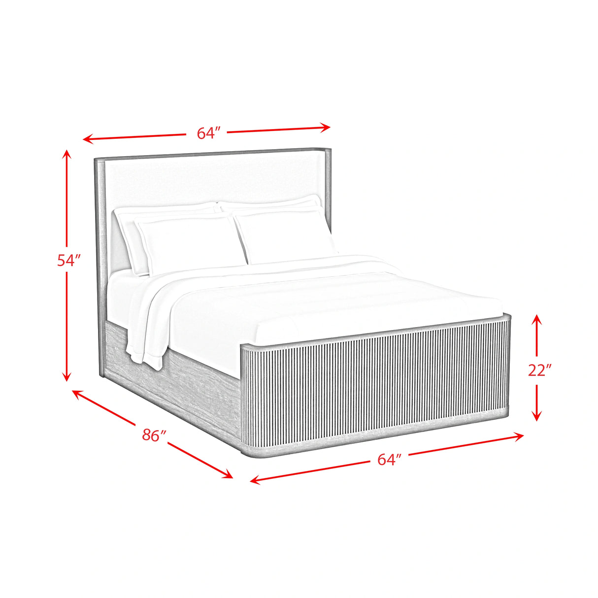 Sylvie UPH Bed with White Fabric