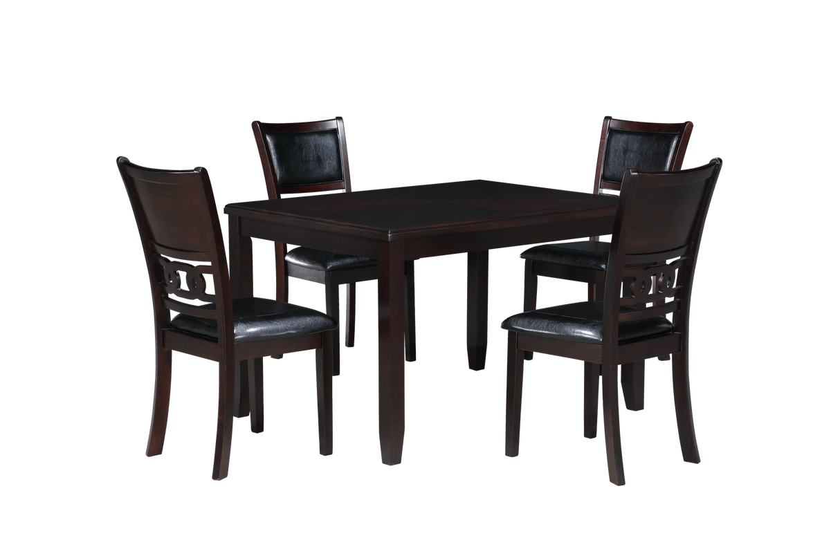 GIA 5PC 48" RECT. DINING TABLE & 4 CHAIRS-EBONY