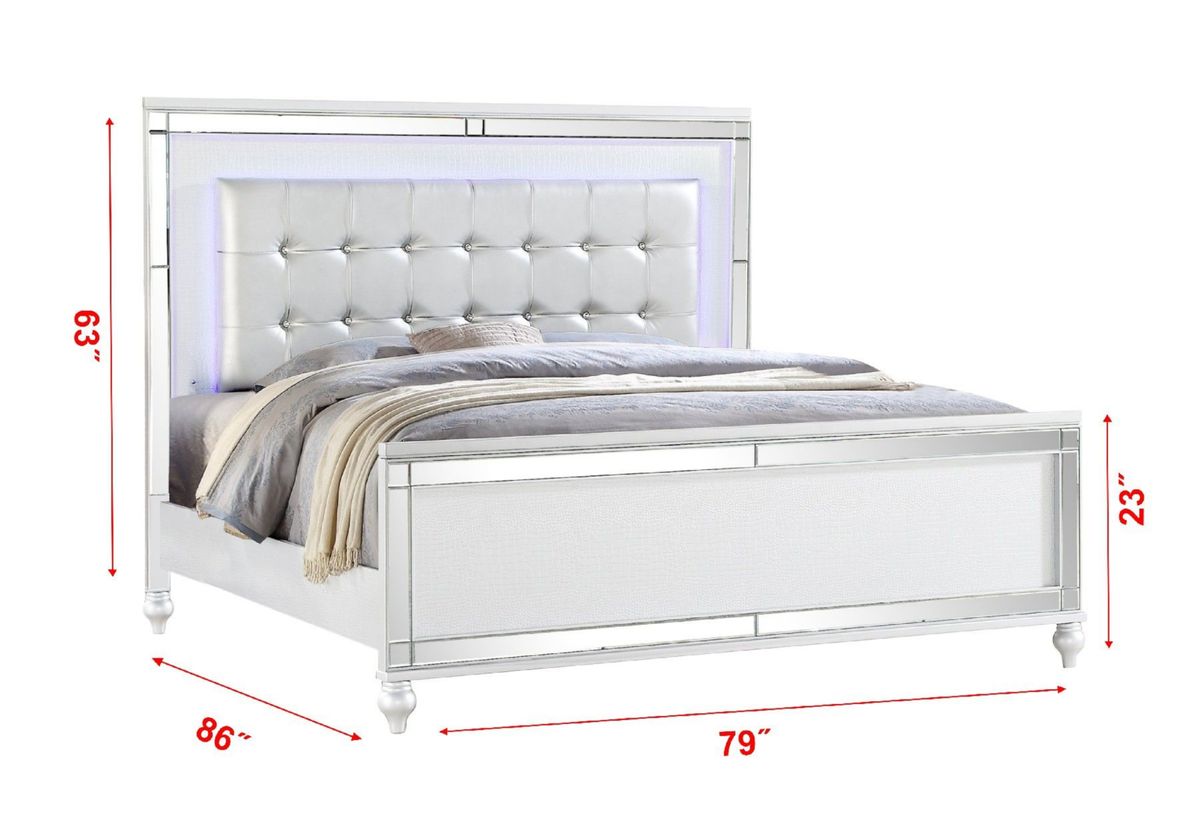 Galaxy Home Sterling King Bed in White - galleria furniture outlet