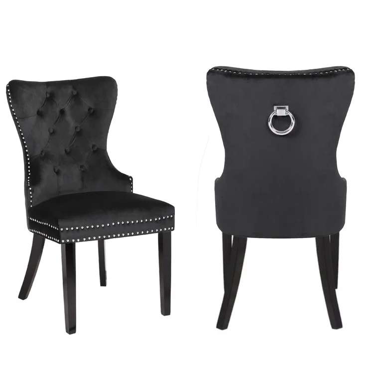 Galaxy Home Erica Wood Legs Dining Chair (Set of 2) in Black image