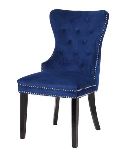 Galaxy Home Erica Wood Legs Dining Chair (Set of 2) in Blue - galleria furniture outlet