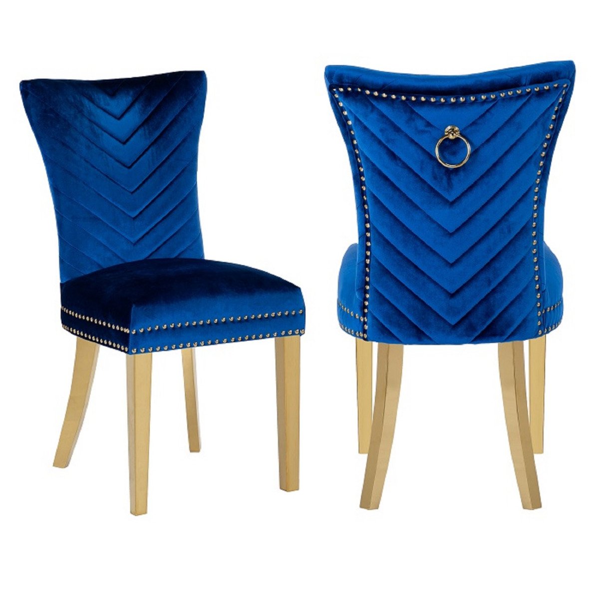 Galaxy Home Eva Gold Legs Dining Chair (Set of 2) in Blue image