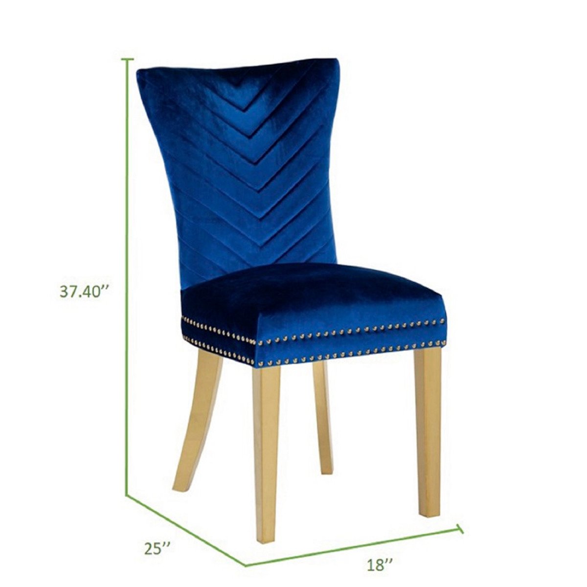 Galaxy Home Eva Gold Legs Dining Chair (Set of 2) in Blue - galleria furniture outlet