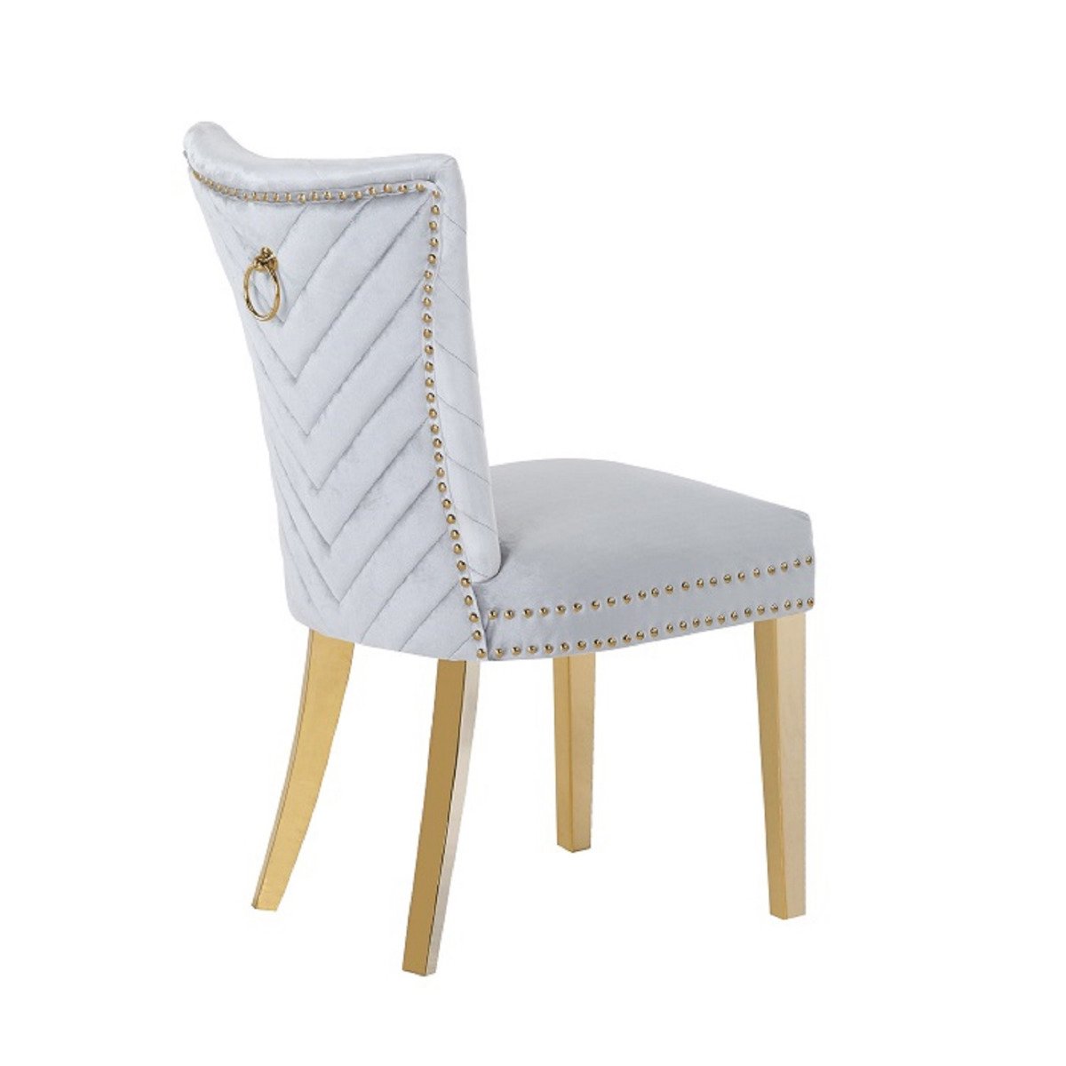 Galaxy Home Eva Gold Legs Dining Chair (Set of 2) in Silver - galleria furniture outlet