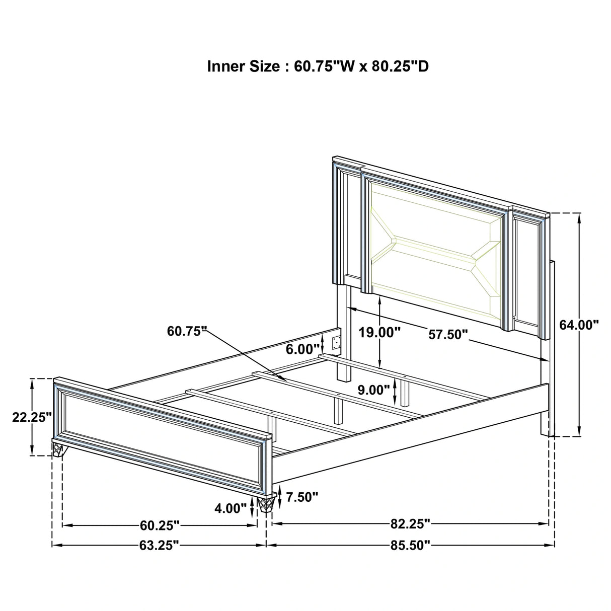 Marmore Panel Bed with LED Lighting