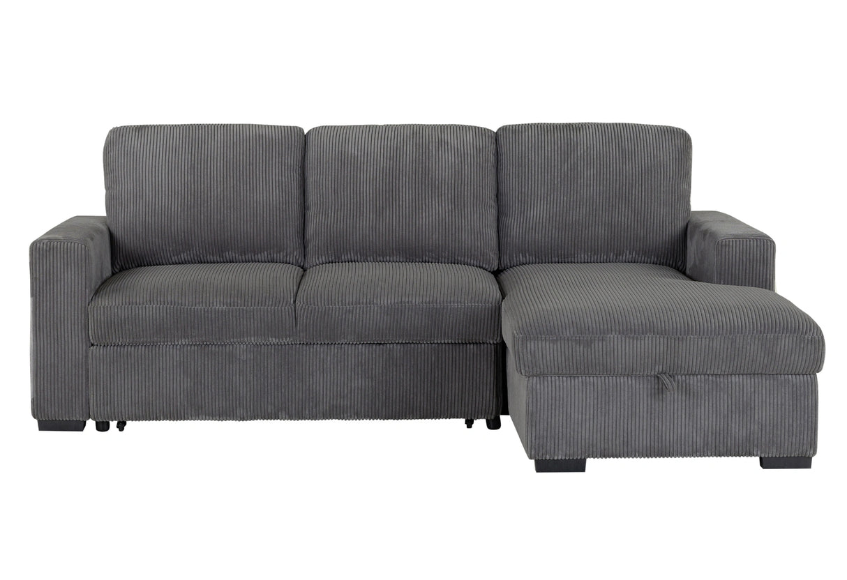 U2660 Grey L Sofa Bed Sectional Without Pullout