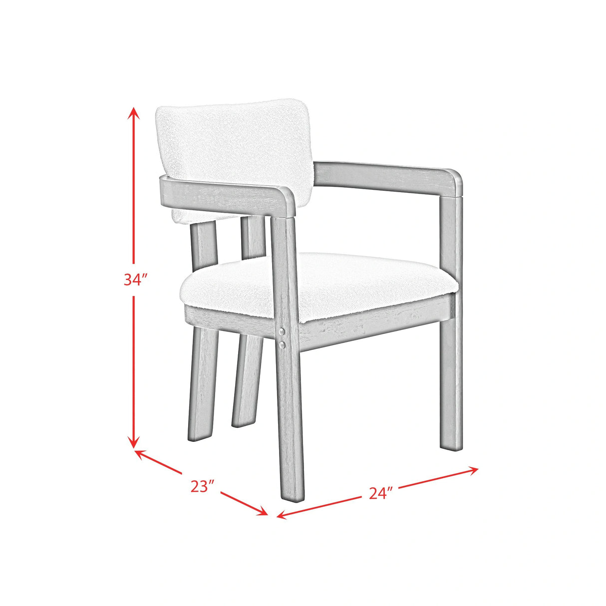 Portland Arm Chair with Snow White Fabric in Black (2 Per Carton)