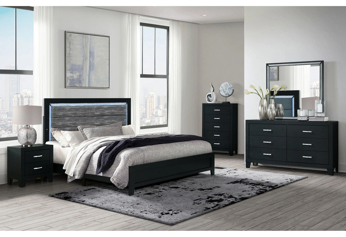 Reid Black Bed Group with LED