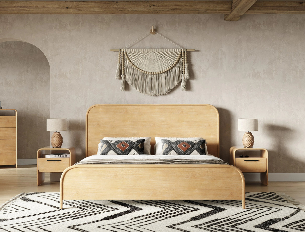 Dresden - Modern Natural Acacia 1-Drawer Nightstand Bedroom Set