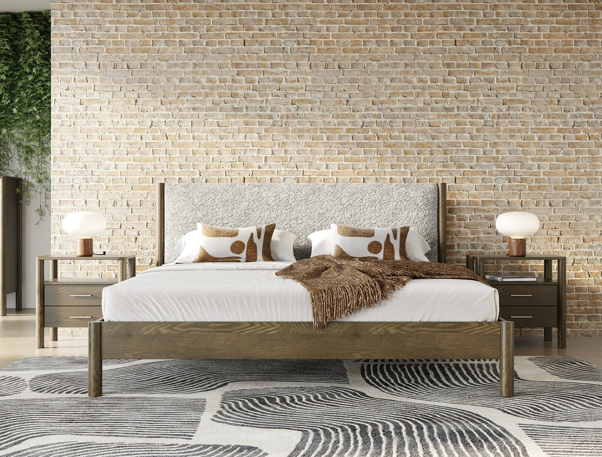 Carolina - Modern Grey Fabric + Wenge Bedroom Set