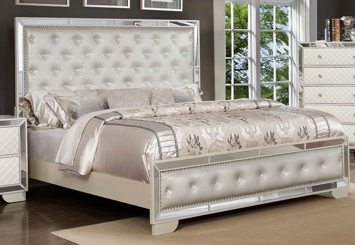 Galaxy Home Madison King Size Upholstery Bed in Beige - galleria furniture outlet