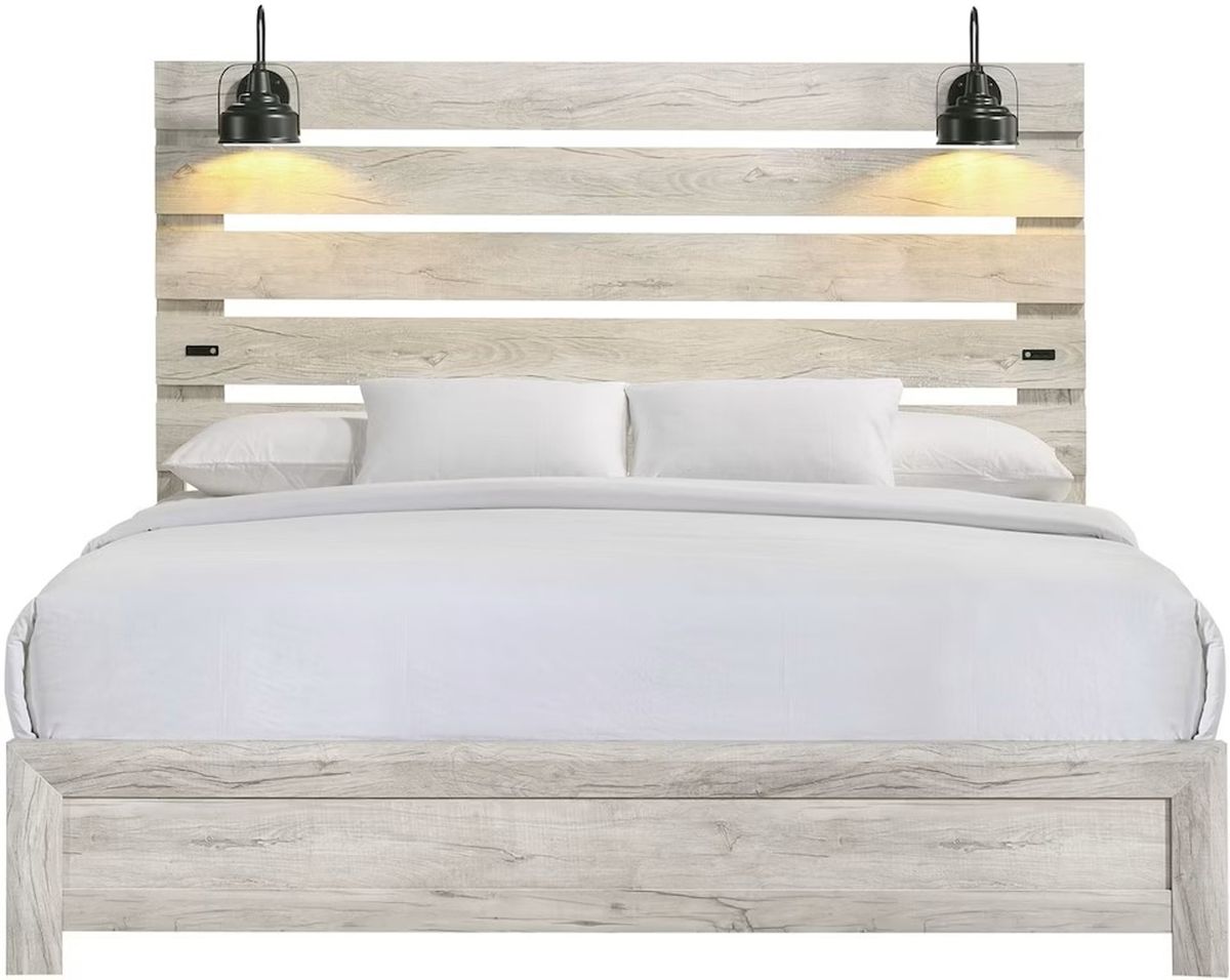 Elements International Fort Worth King Panel Bed in White