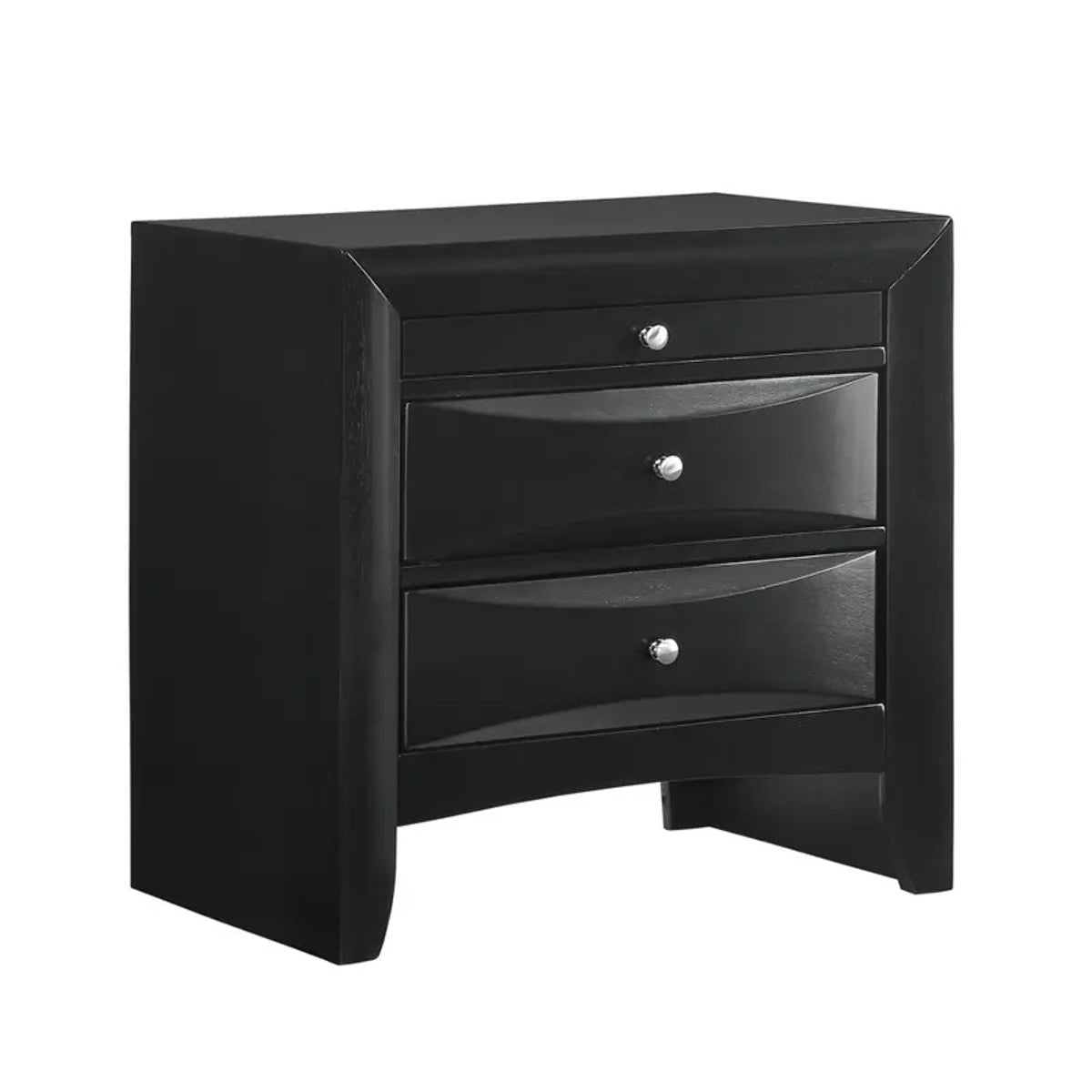 Elements International Emily 3 Drawer Nightstand in Black image