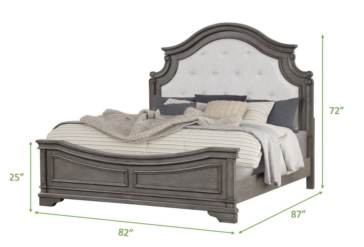 Galaxy Home Grace King Bed in Gray