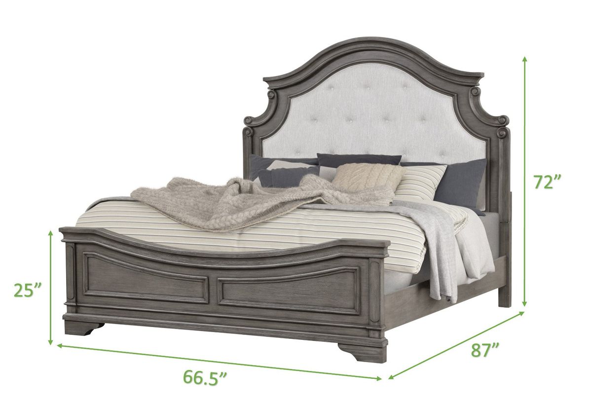 Galaxy Home Grace Queen Bed in Gray