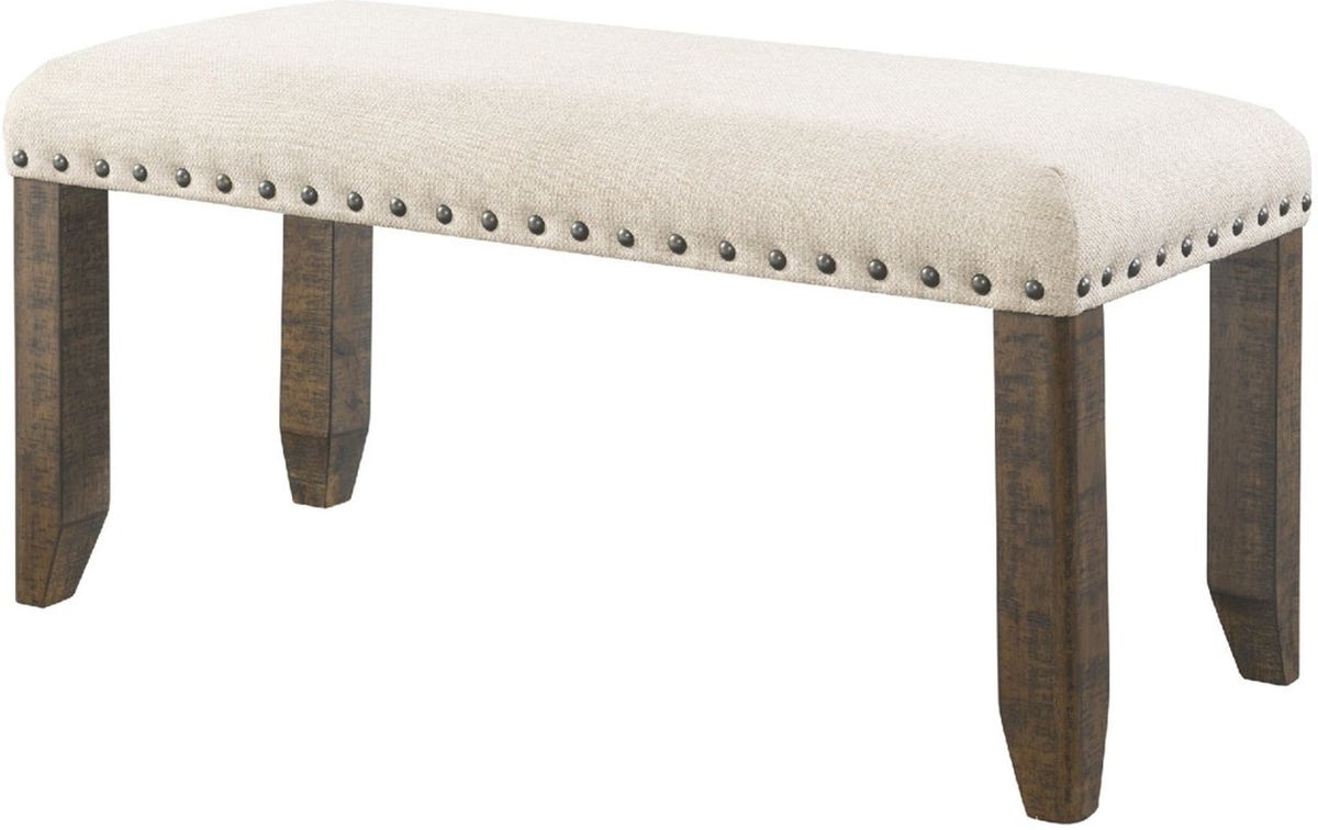Elements International Jax Upholstered Bench in Smokey Walnut image
