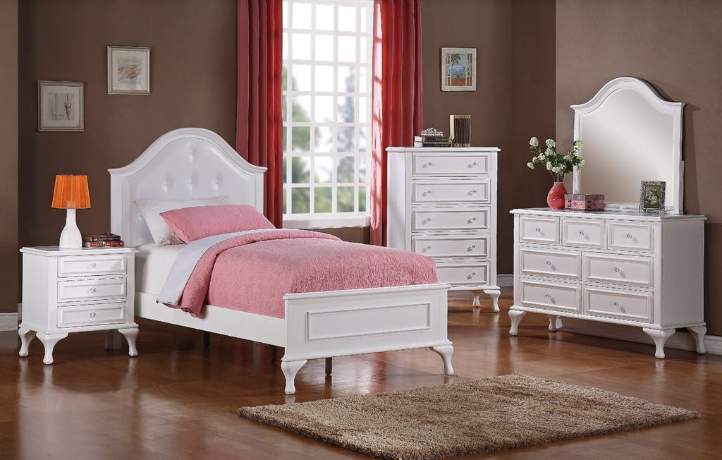 Elements International Jesse Twin Bed in White