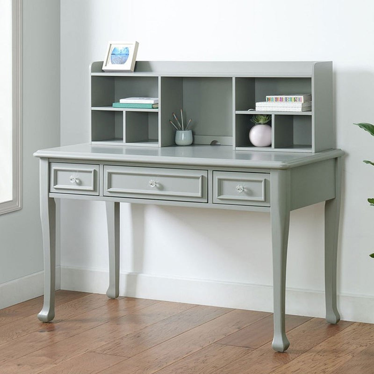 Elements International Jesse Youth Desk with Hutch in Grey image