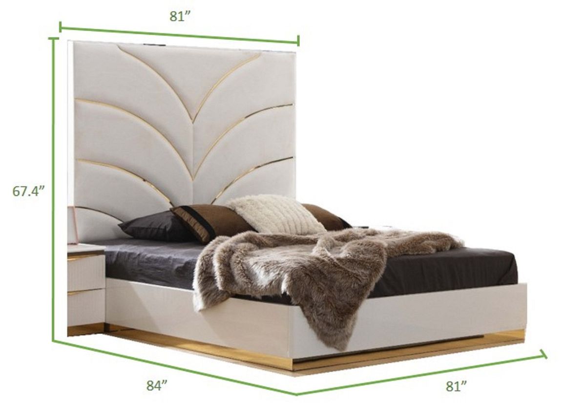 Galaxy Home Laura Gold King Bed in White