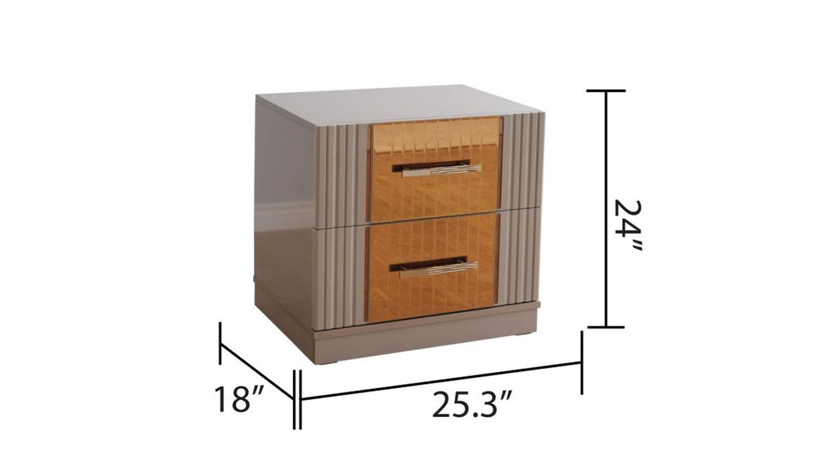Galaxy Home Lorenzo Gold Detailed Nightstand - galleria furniture outlet