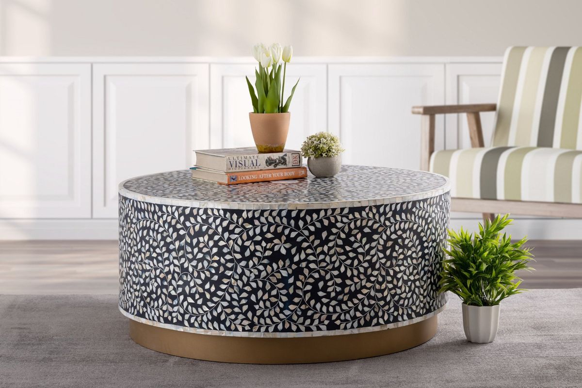 Galaxy Home Modern Luxe Coffee Table in Navy