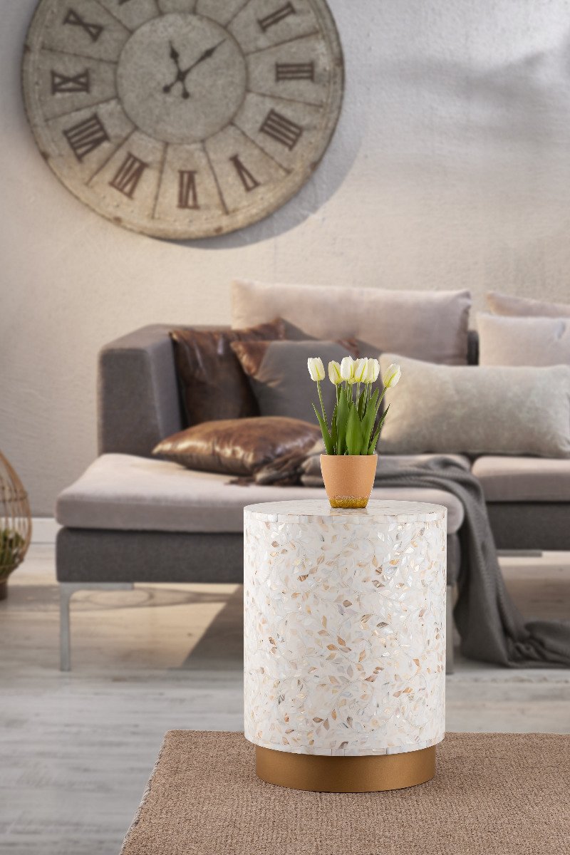Galaxy Home Modern Luxe End Table in Ivory - galleria furniture outlet