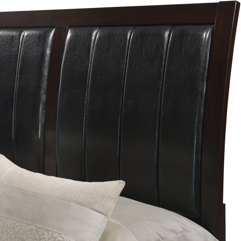 Elements International Lawrence Queen Panel Bed in Espresso Lacquer