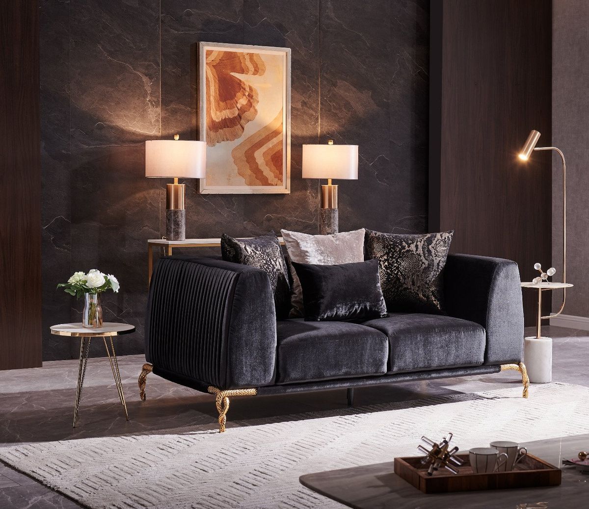 Galaxy Home Majesty Sofa in Black - galleria furniture outlet