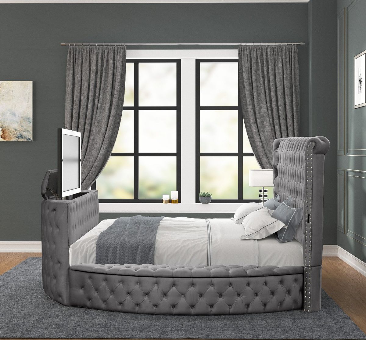 Galaxy Home Maya Queen Bed in Gray