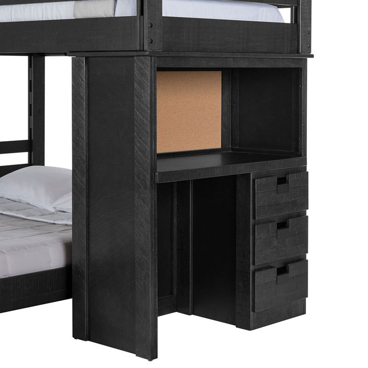 Elements International Vista Twin over Full Basic Loft Bed with Desk in Grey