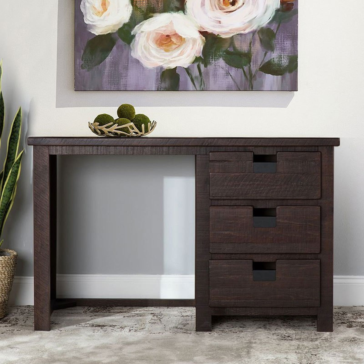 Elements International Vista Computer Desk in Brown