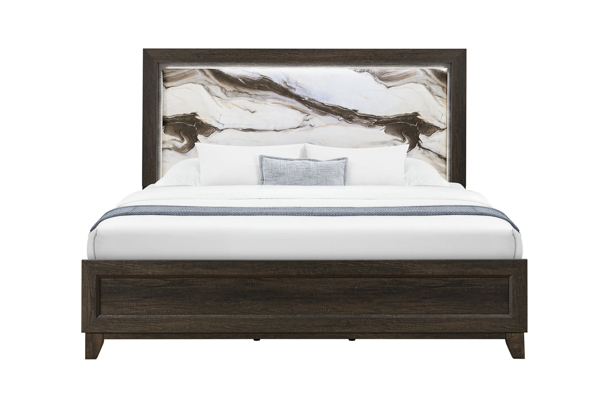 HARMONY BROWN KING BED WITH LED