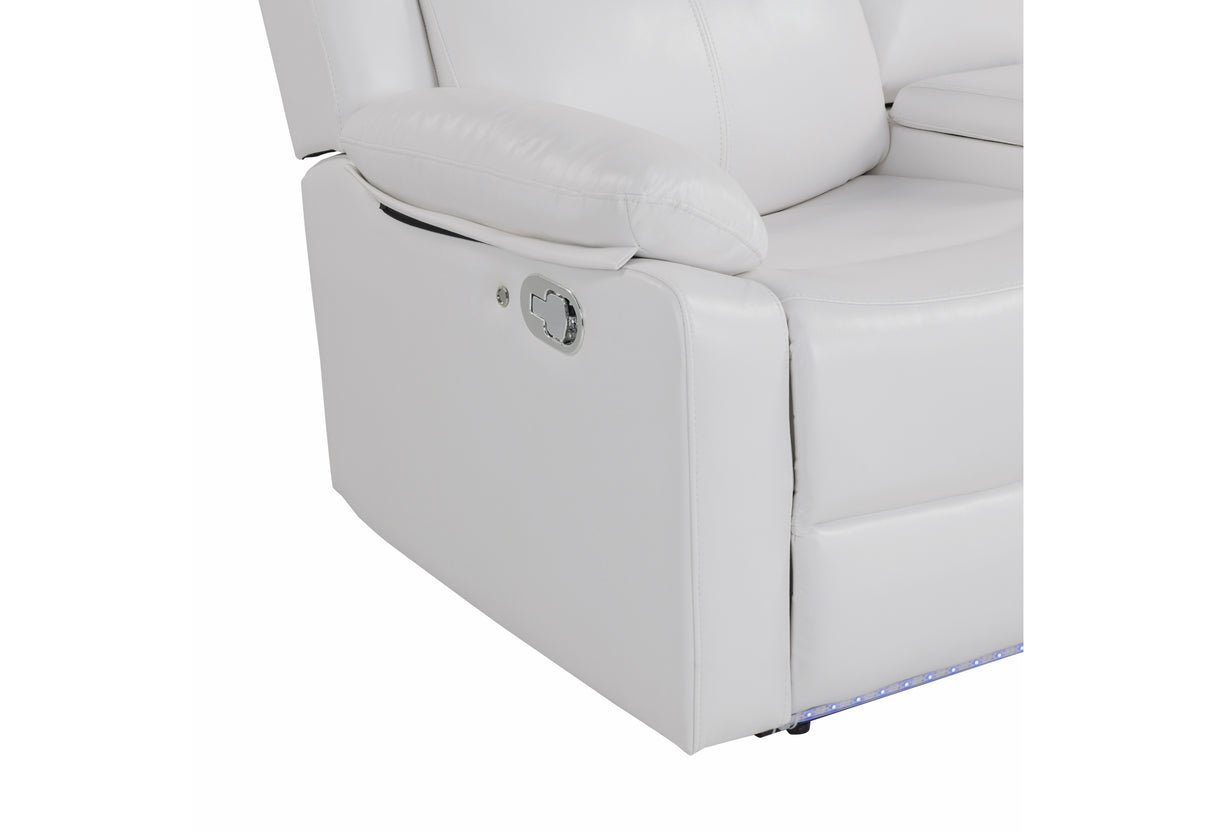 U6026 BLANCHE WHITE REC SOFA W/LED/CONS REC LS W/SPKR&LED/GR W/LED