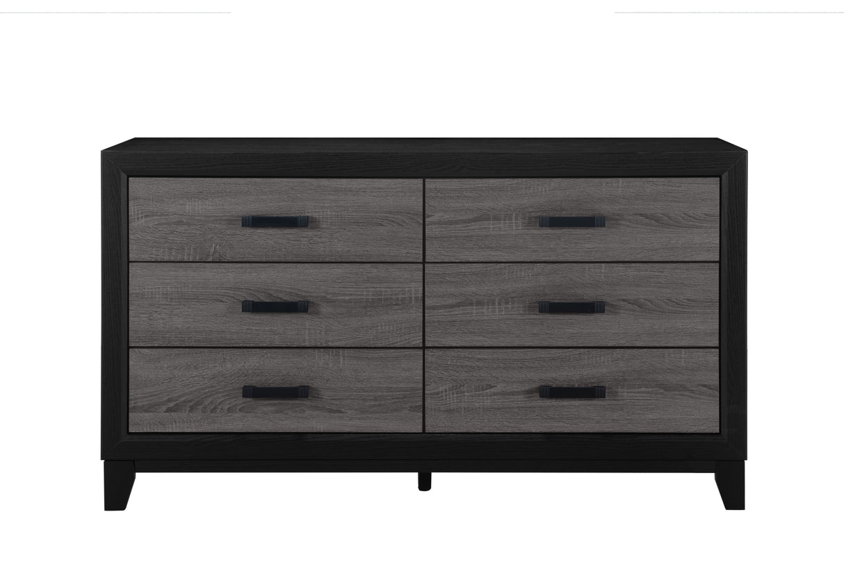 LISBON GREY/BLACK BOOKCASE TWIN BED, DRESSER, MIRROR AND NIGHTSTAND