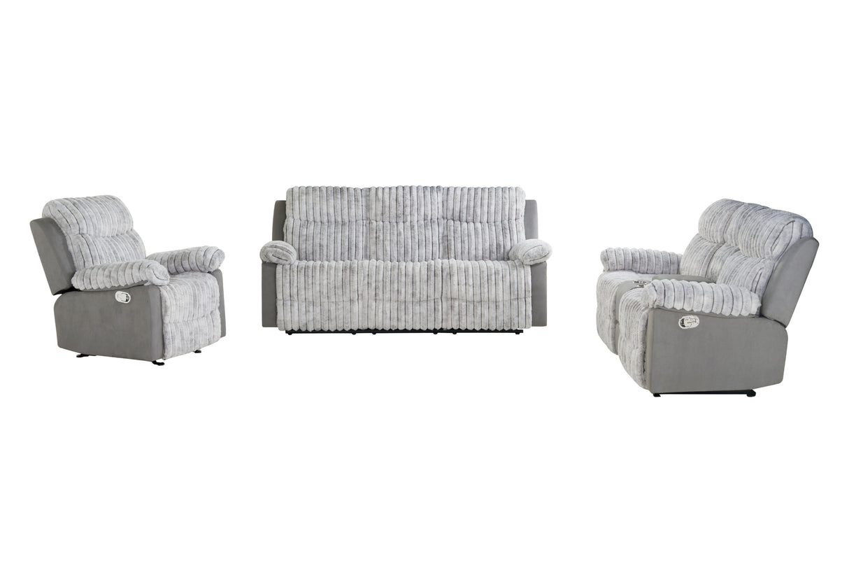 U6028 GREY RECLINING SOFA/CONSOLE RECLINING LOVESEAT/GLIDER RECLINER