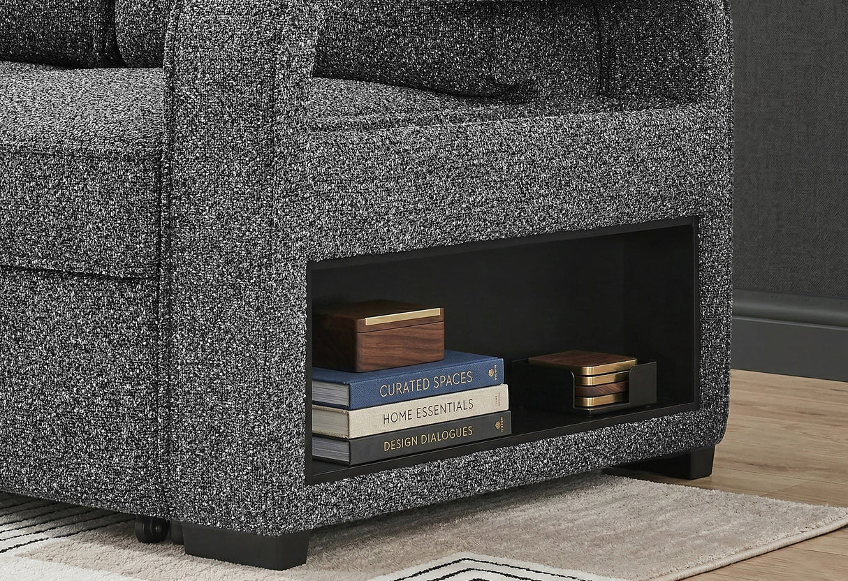 U2601 Dark Grey Reversible Sofa Bed with Drop Down Table and Speaker