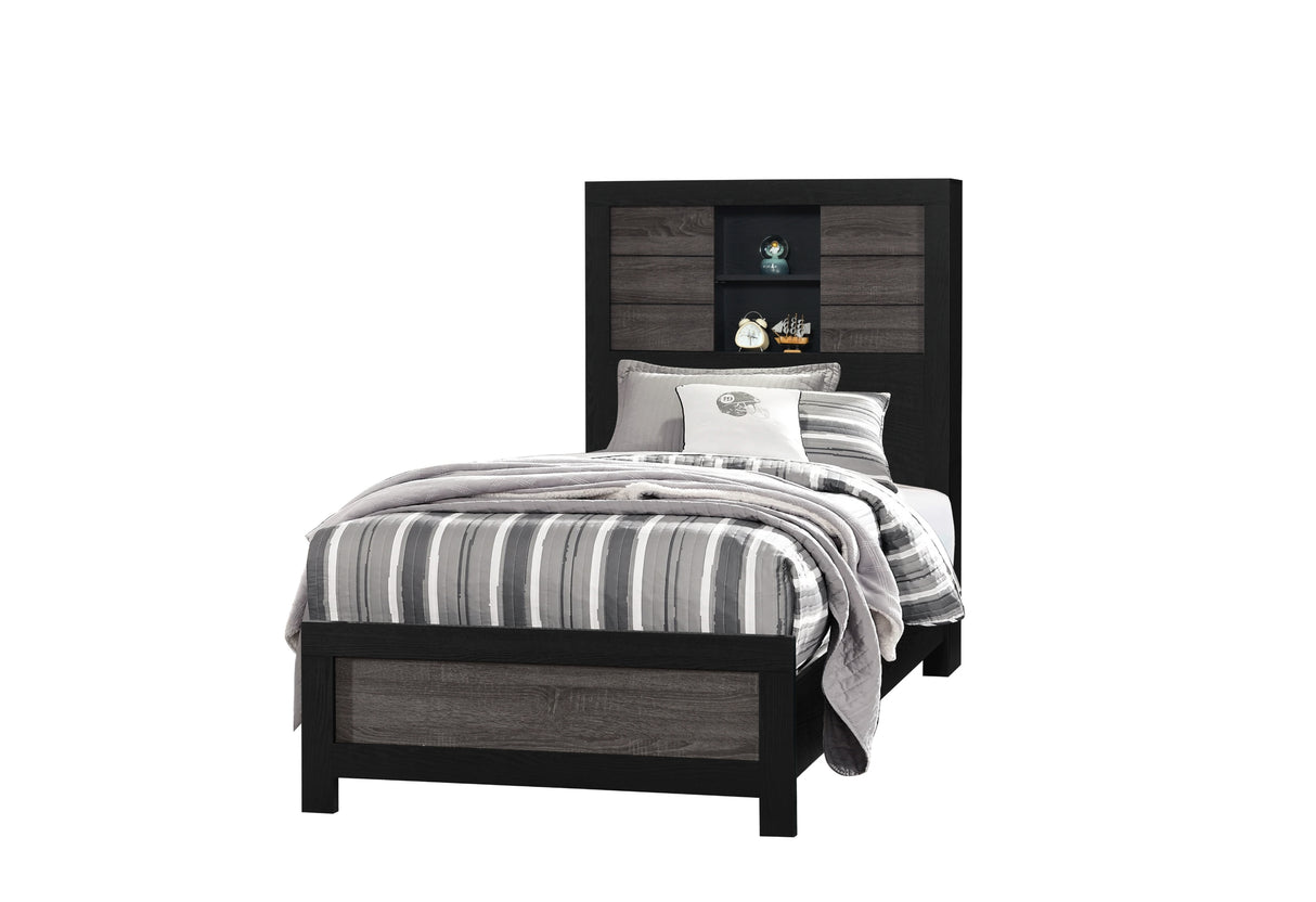 Lisbon Grey/Black Bookcase Bed