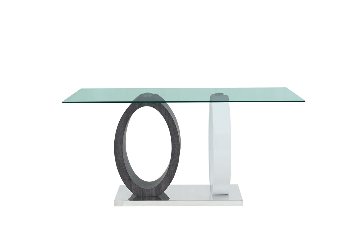 D1628 DINING TABLE AND 6 D03 BLACK DINING CHAIRS