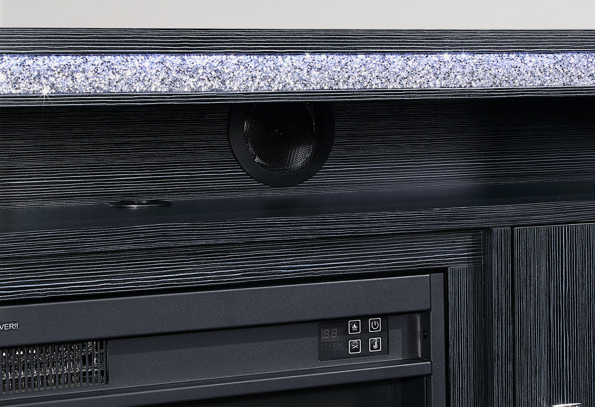 LILY DARK GREY ENT UNIT 72 INCH W/ LED, SPEAKERS, CRYSTAL INSERTS