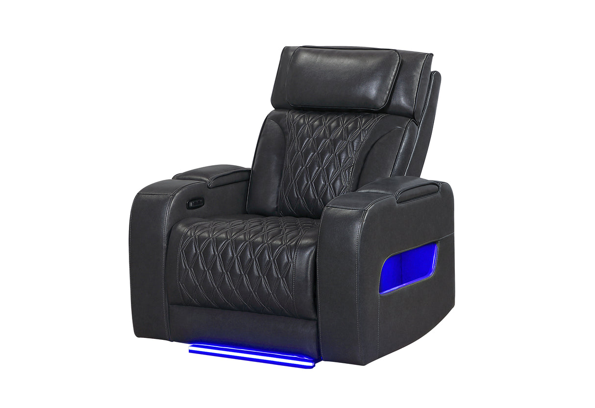 U8611 BLANCHE CHARCOAL POWER RECLINER WITH POWER HEADREST AND LED