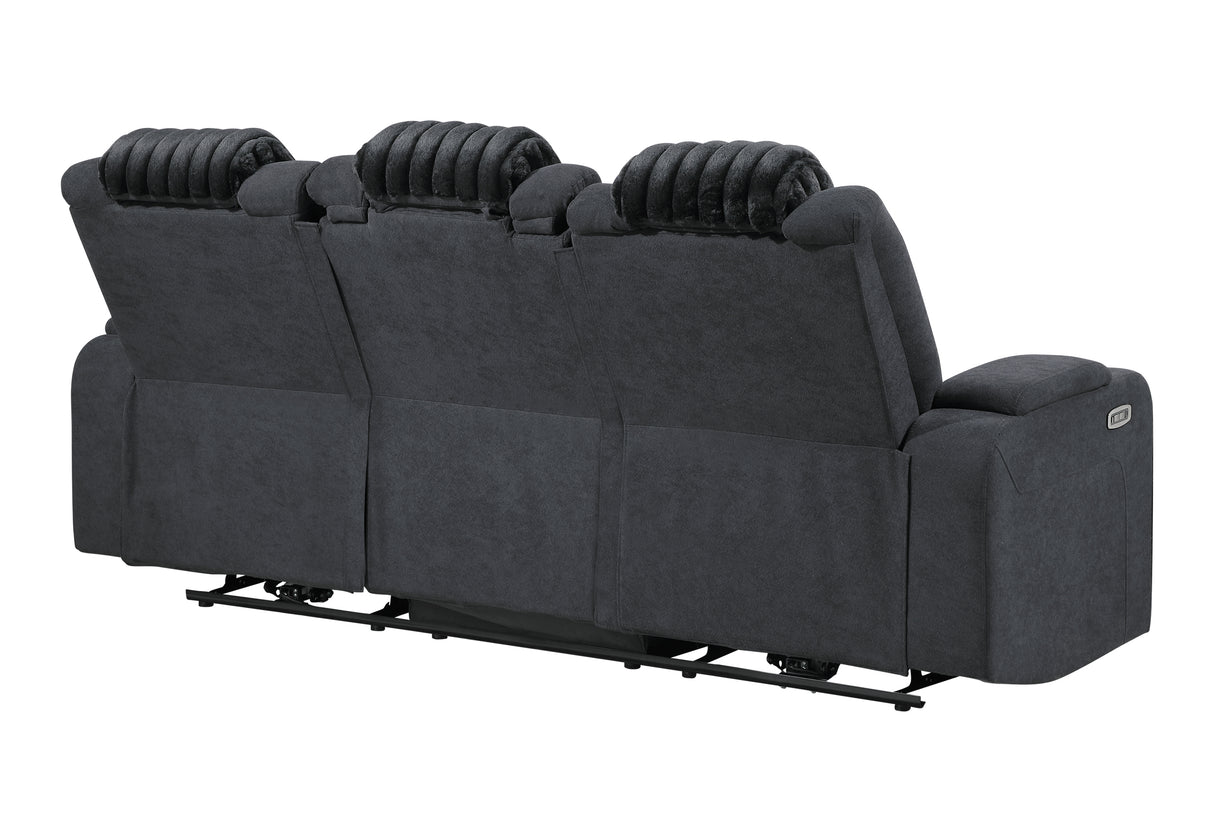 U8000 BLACK PWR REC SOFA W/PHR, DDT, READING LIGHT & LED LIGHT