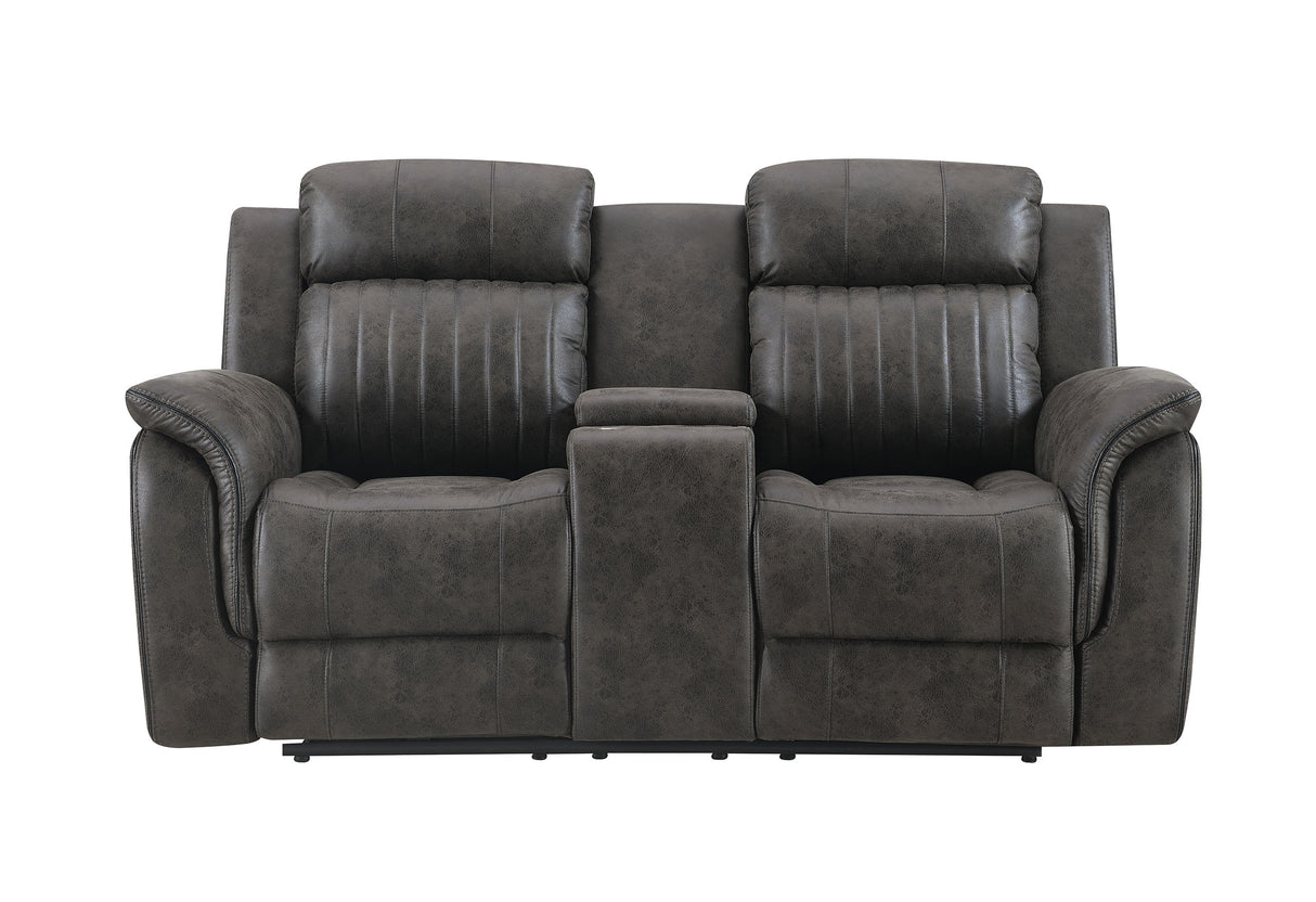 U8517 GREY RECLINING SOFA/CONSOLE RECLINING LOVESEAT/GLIDER RECLINER