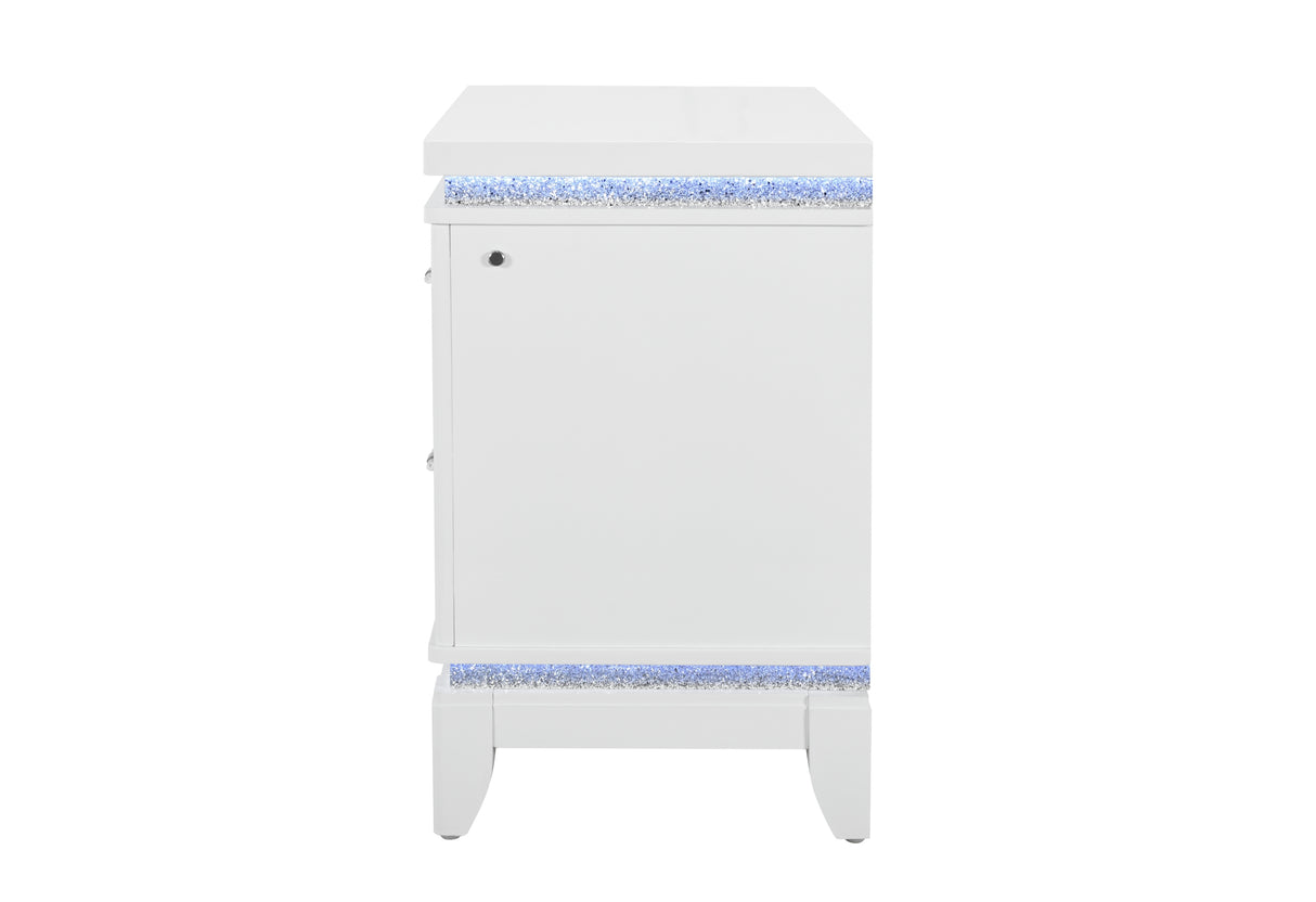 ALINA WHITE NIGHTSTAND WITH LED AND USB