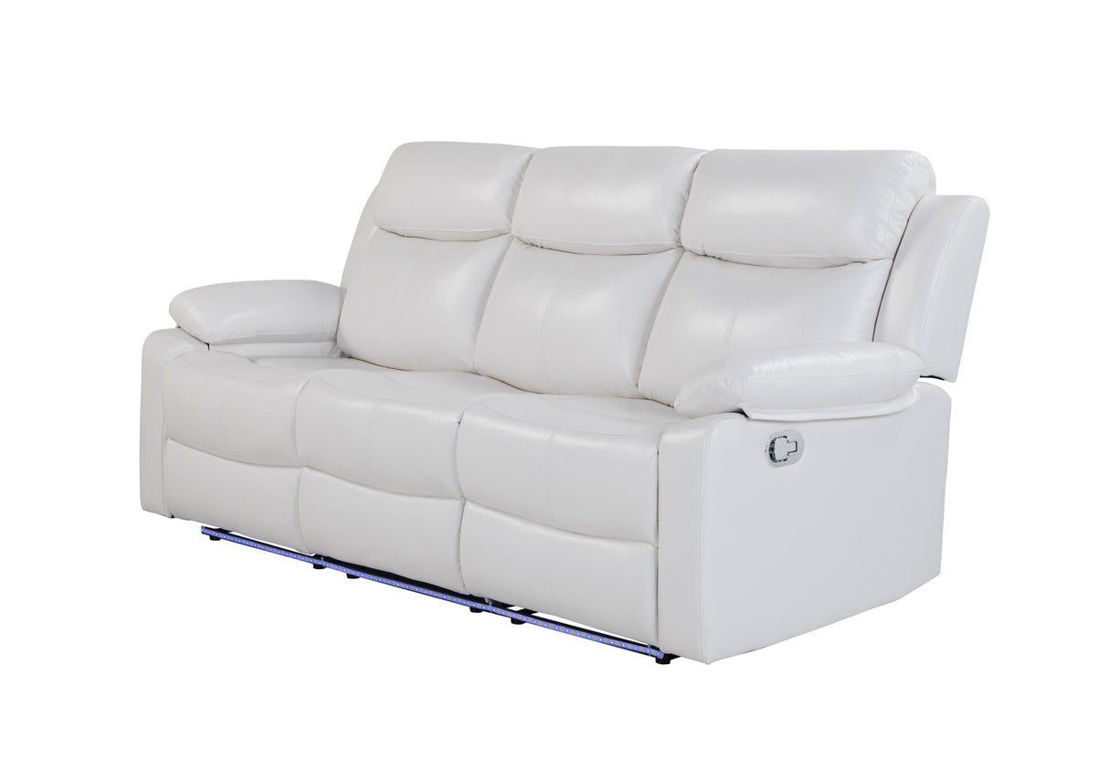 U6026 BLANCHE WHITE RECLINING SOFA WITH LED