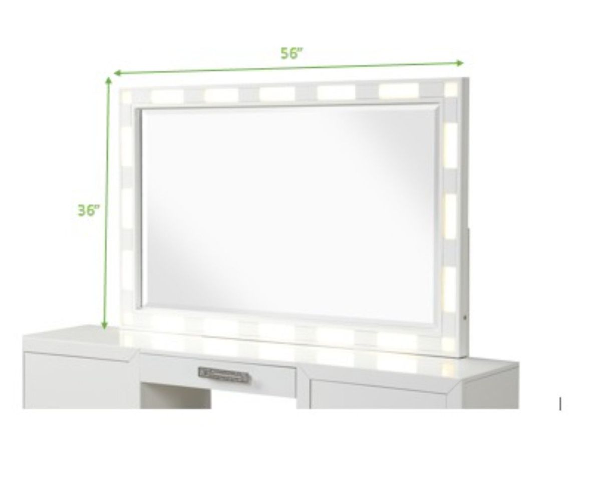 Galaxy Home Coco Solid Wood Mirror Milky White