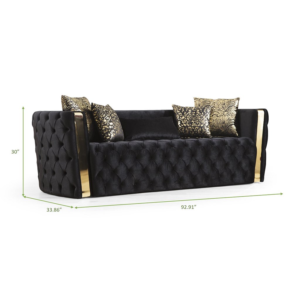 Galaxy Home Naomi Sofa in Black - galleria furniture outlet