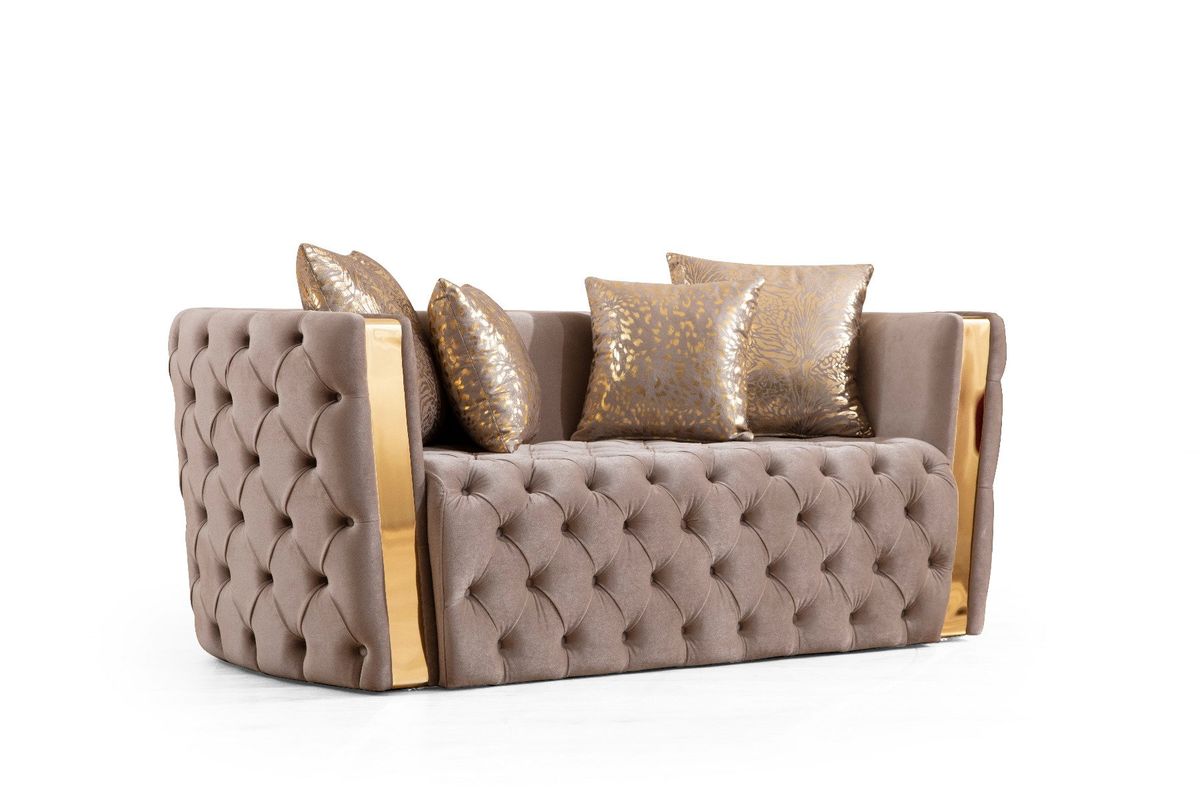 Galaxy Home Naomi Loveseat in Taupe - galleria furniture outlet