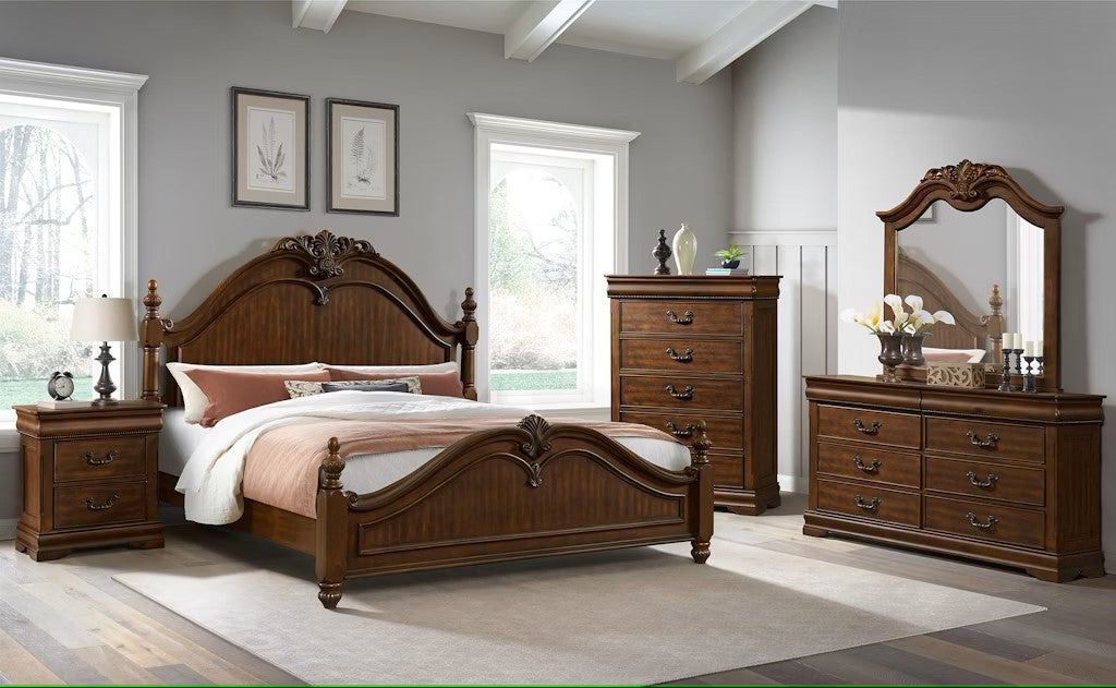 Elements International Northridge Queen Panel Bed in Brown